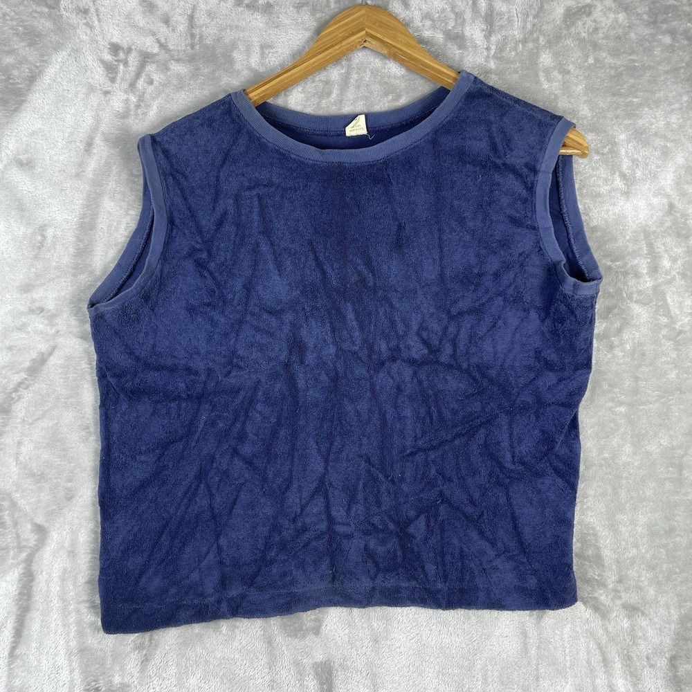 True Vintage 50s 60s Terry Cloth Sleeveless Shirt Tank Top Size 20x21 All Cotton